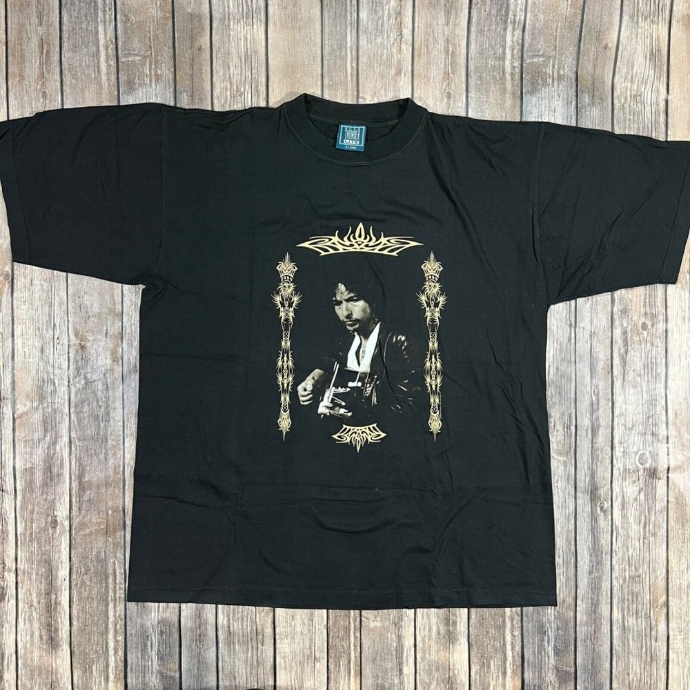 VTG Bob Dylan 1996 Tour Merch Graphic T-Shirt XL Mens Black Promo 90s Y2K